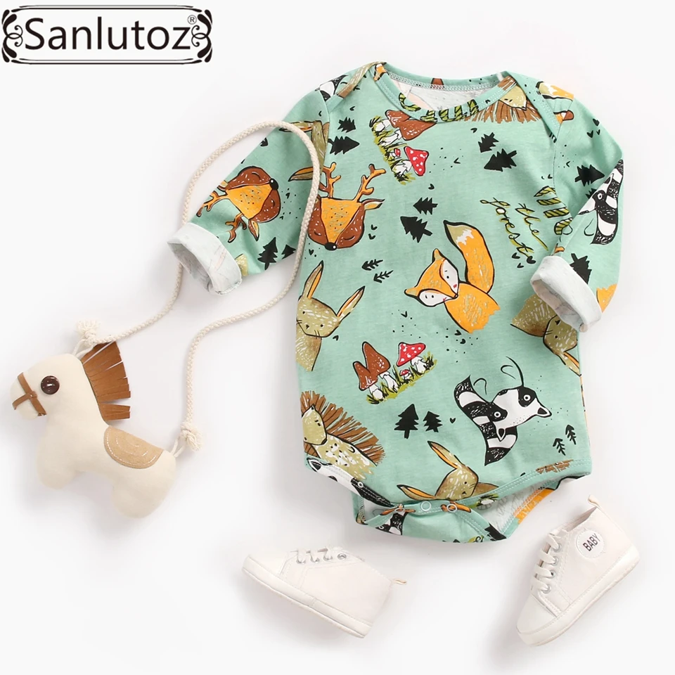 Sanlutoz/Мультяшные Детские боди из хлопка с длинными рукавами; одежда для малышей; зимний комбинезон для детей; милый комбинезон для новорожденных