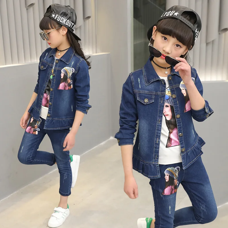

Korean-style Girls Spring And Autumn Set 2019 New Style Korean-style Children Denim Suit Two-Piece Set Spring And Autumn Clothes