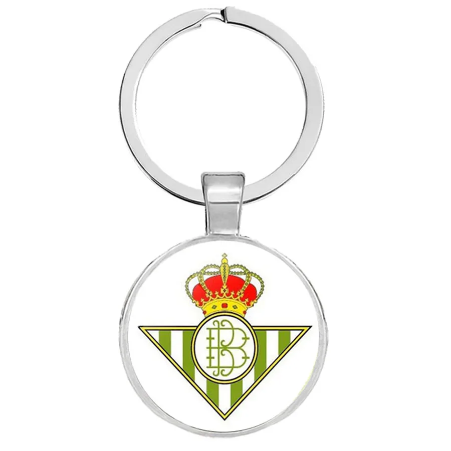 

94 styles Football Club logo Keychain Jewelry with Glass Cabochon Football Team Logo Club Charm Wrap Leather Braided Keyrings