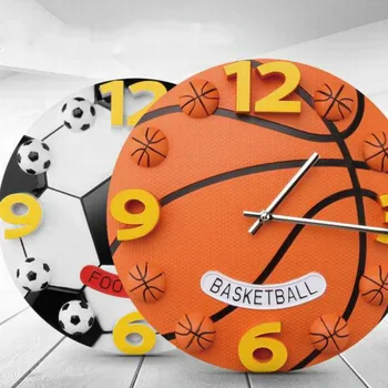 

Simple football basketball sports clock world cup fitness boy bedroom child personality creative cartoon mute clock LB41305