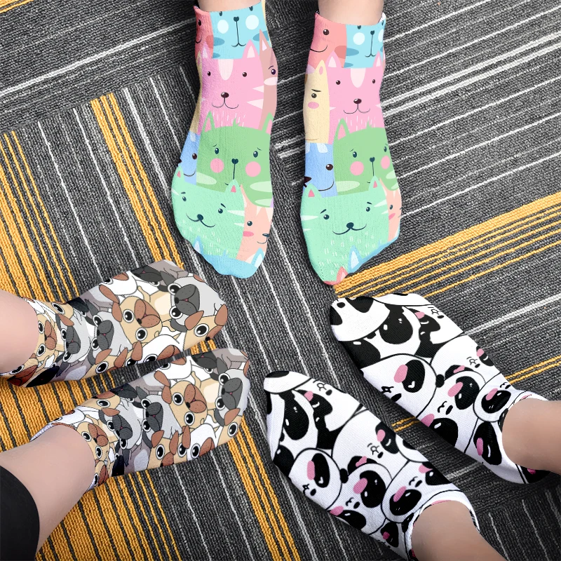 3D Mini Animal Summer Female Socks Cute Cartoon Cat Dog Girls Pure Cotton Low Ankle Socks High Quality Fuzzy Short Socks For Men