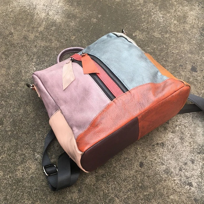 Feminina de Couro Retrô em Couro de Vaca com Grande Capacidade para Uso Mochila Genuíno Bolsa Casual Vintage 17 retrô em couro de vaca com grande capacidade para uso vintage