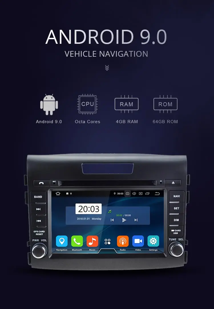 JDASTON Android 9,0 автомобильный dvd-плеер для Honda CRV CR-V 2011 2012 2013 gps РАДИО wifi 4G+ 64G мультимедиа головное устройство стерео
