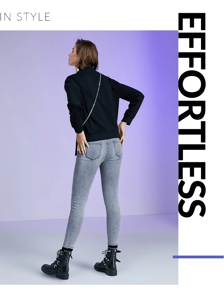 Отборные женские эластичные серые джинсы скинни из смесового хлопка lab | 419432502