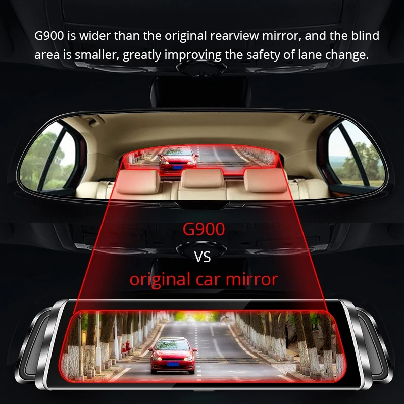 Зеркальная Dash Cam 10 дюймов 1080P полный пресс-экран поток медиа передний задний двойной объектив приборная панель рекордер Водонепроницаемый Камера заднего вида