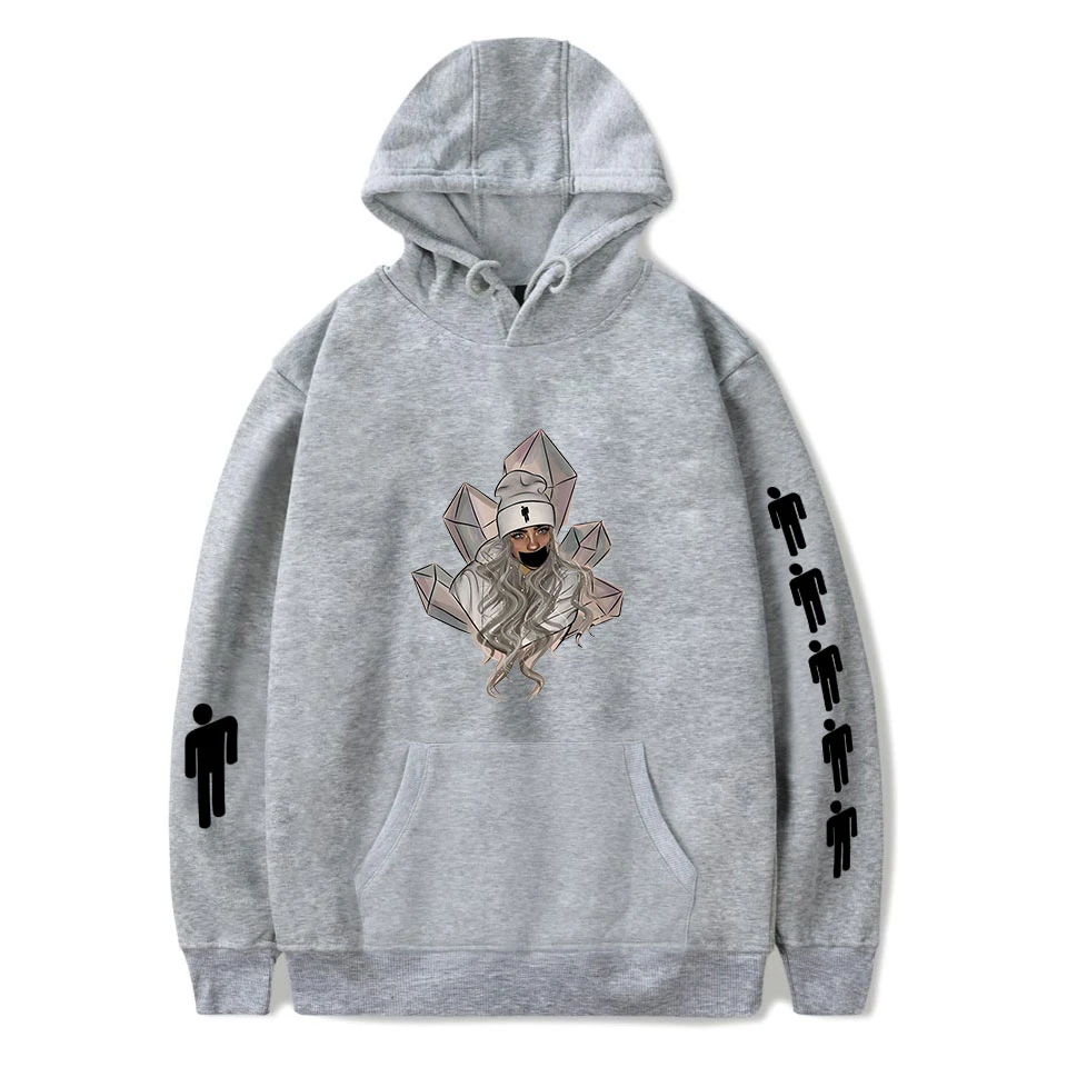 Suitable Billie Eilish, толстовки для женщин и мужчин, модные толстовки с капюшоном для девочек, уличная одежда с принтом Billie Eilish, повседневные серые пуловеры