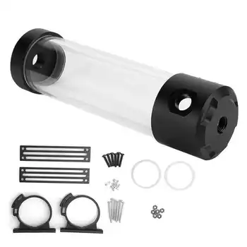 

200mm Computer Water Tank Cylindrical Transparent Sideout PC Cooling System 4-Hole Built-in Defoamer Computer Water Cooling Kit