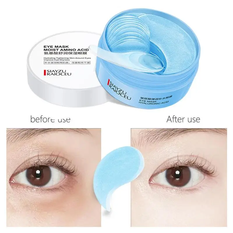 Hyaluronic Acid Patches For Eyes Firming Crystal Eye Skin Anti Care Hydrogel Collagen Patch 60PCS Moisturizing Blue Aging M S7R4