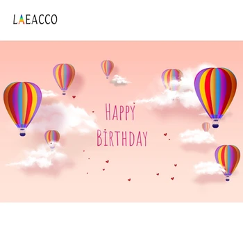 

Laeacco Orange Sky Hot Air Balloons White Clouds Birthday Photography Backdrops Baby Shower Photo Backgrounds For Photo Studio