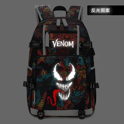 Фильм Venom рюкзак Человек-паук косплей нейлоновая школьная сумка светящиеся дорожные сумки - Цвет: 22