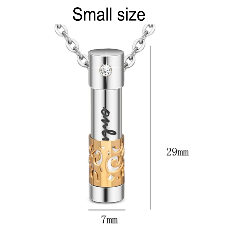 Fashion Stainless Steel Cylinder Memorial Screw Opens Urn Pendant Necklace Cremation Jewelry for Ashes (Only Love) cremation urn