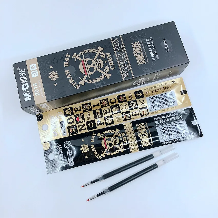 6 шт./лот) M& G one piece Аниме гелевая ручка заправка 0,5 мм нейтральные чернила черные 11 см Канцелярские Принадлежности для офиса и школы Пишущие принадлежности M2019