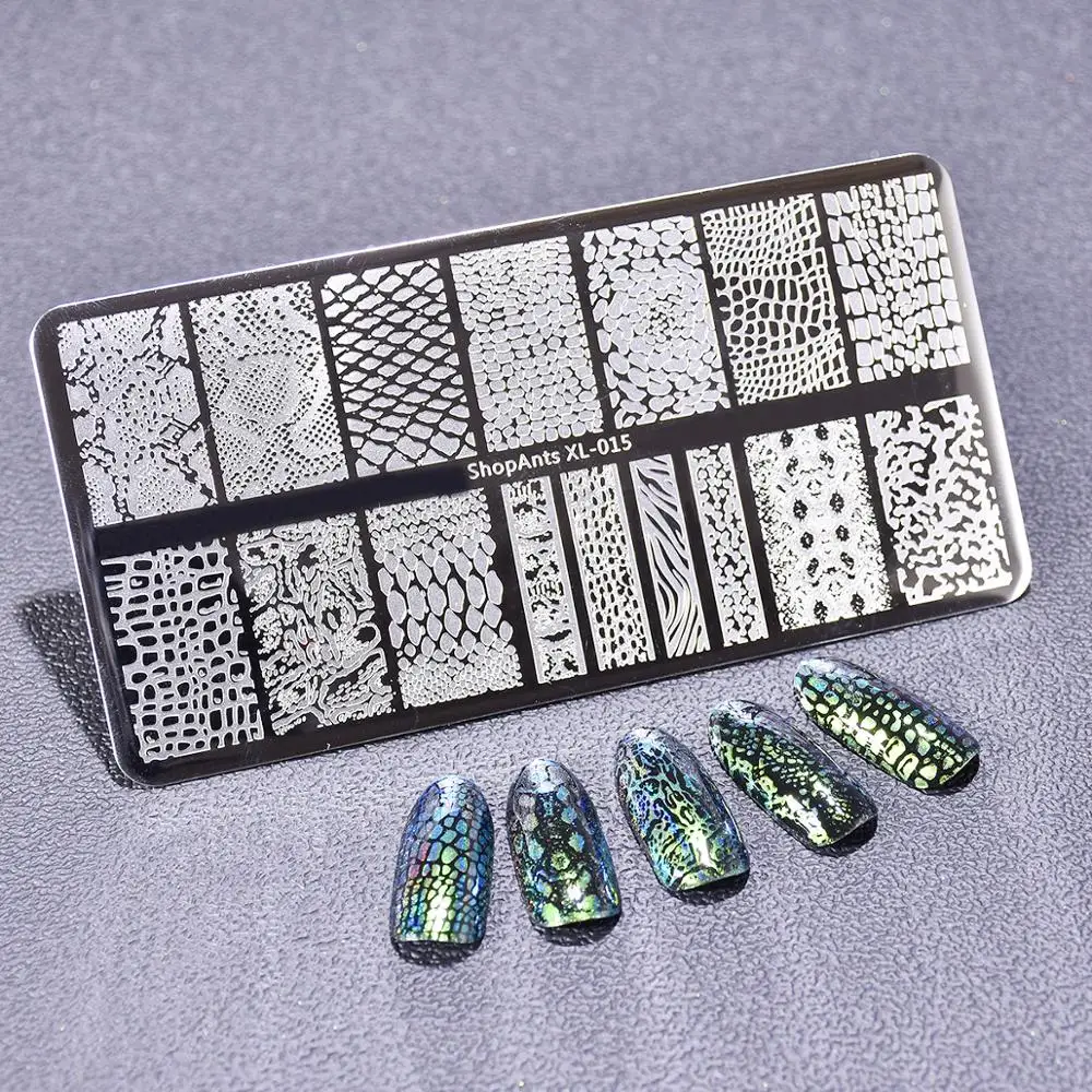 

ShopAnts Nail Stamping Plate Snake Skin Image Natural Pattern Printing Stainless Steel Stencil Nail Art Stamp Templates 6*12cm