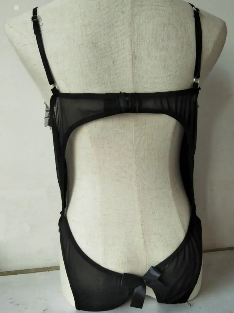 Sexy lingerie, sexy lace, see through bow knot, no need to take off, dew cream, interest, three-point one-piece