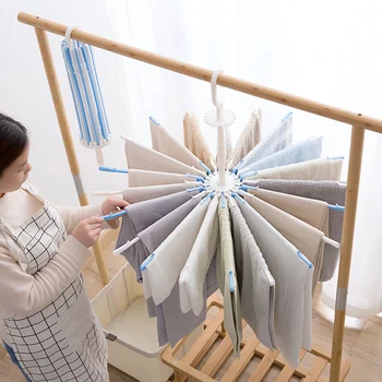 

20 Clips Umbrella Shape Drying Rack Windproof Kids Towel/Socks/Underwears/Tie Hangers Foldable Rotating Clothes Organizer Racks