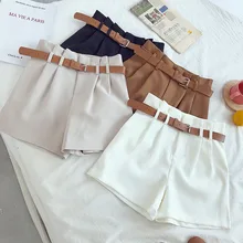 ITOOLIN – short de bureau pour femmes, couleur unie, avec ceinture, avec poches, décontracté, collection automne 2021