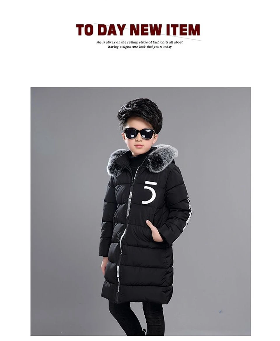 Winter Thicken Windproof Warm Kids Coat Waterproof Children Outerwear Kids Clothes Boys Jackets For 3-14 Years Old
