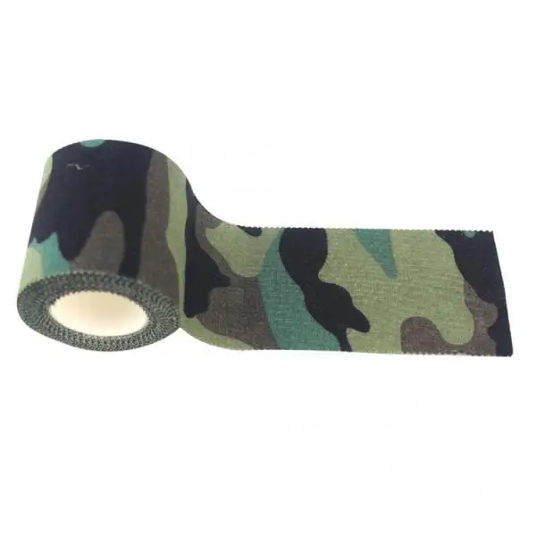 

5m X 4.6cm Woodland Camouflage Hunting Cotton Cloth Self Sticker Tape Roll