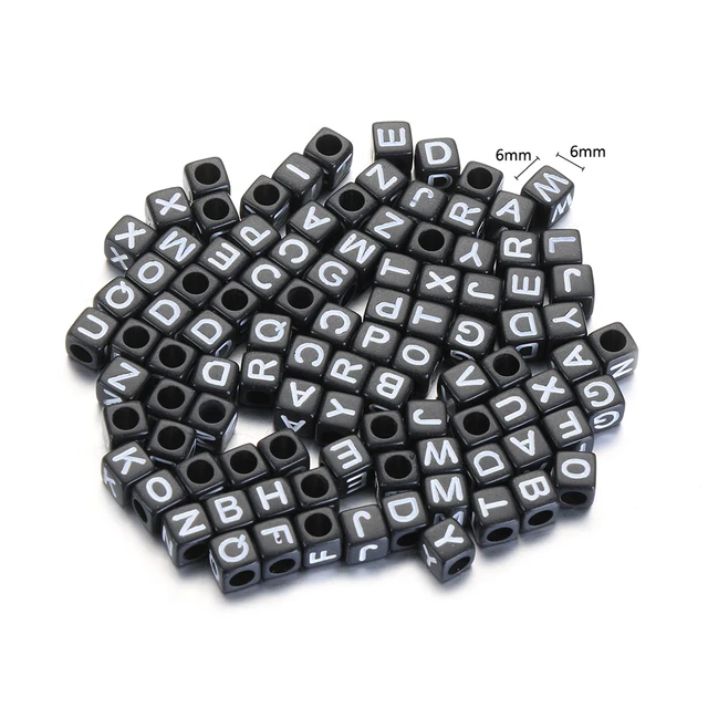 100Pcs Acrylic Cube Beads Mixed Russian Alphabet Letter for DIY Necklace Bracelet Making Child Kids Craft Material Accessories 6