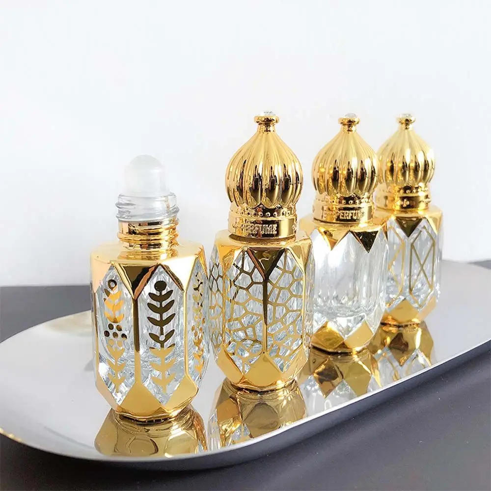 

6ml Vintage Luxury Style Golden Refillable Perfume Bottles Roll-on Essential Oil Bottle Empty Cosmetics Sample Test Container
