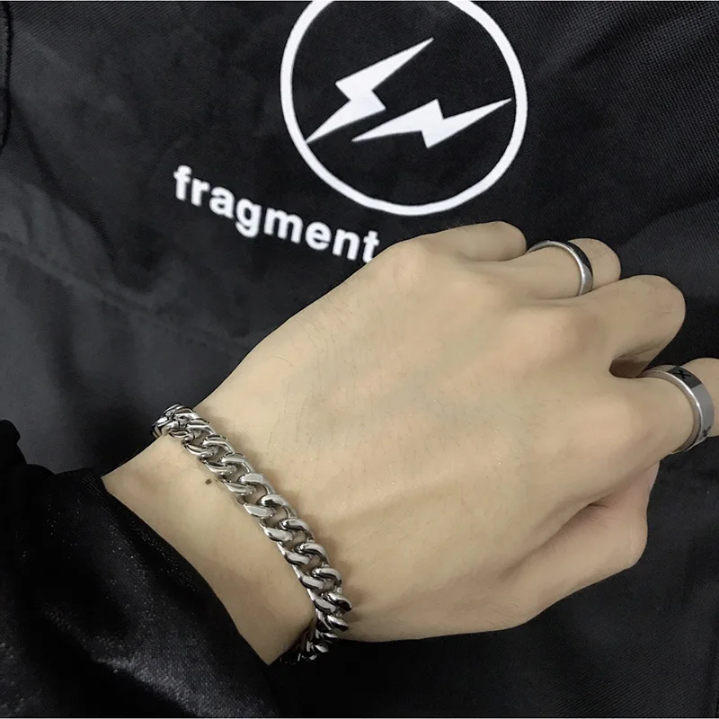 Мужские браслеты, нержавеющая сталь, цепочка на руку, кубинские звенья, браслет,, мужские аксессуары, модные ювелирные изделия, хип-хоп группа