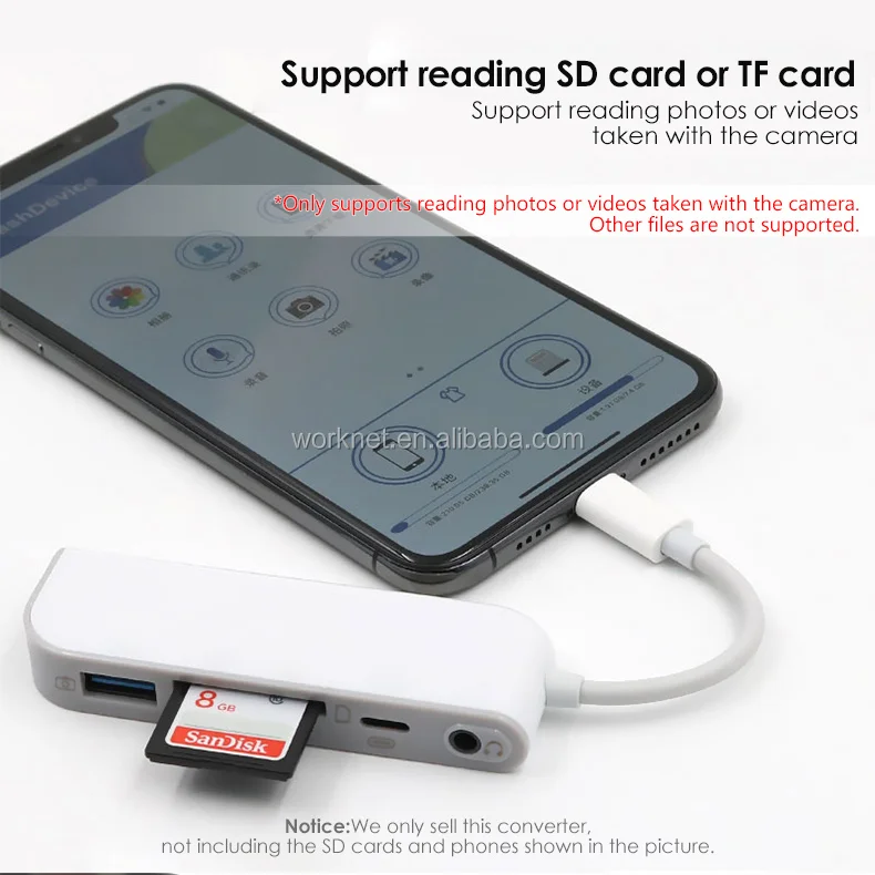 Адаптер Lightning для SD TF многокардридер для Iphone X XR XS MAX PLUS 3,5 мм аудио USB для камеры все в 1 конвертер