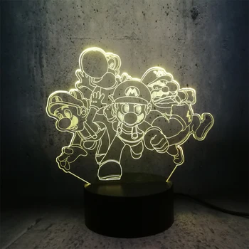 

Night light Classic game role Super Mario 3D LED Lamp Mario family cute gift for children colorful lighting for kids bedroom