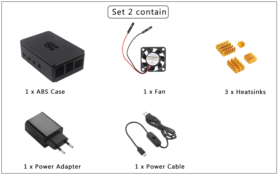 Raspberry Pi 4 модель чехол пластиковый корпус ABS корпус коробка с охлаждающим вентилятором радиатор адаптер питания SD карта HDMI кабель для RPI 4