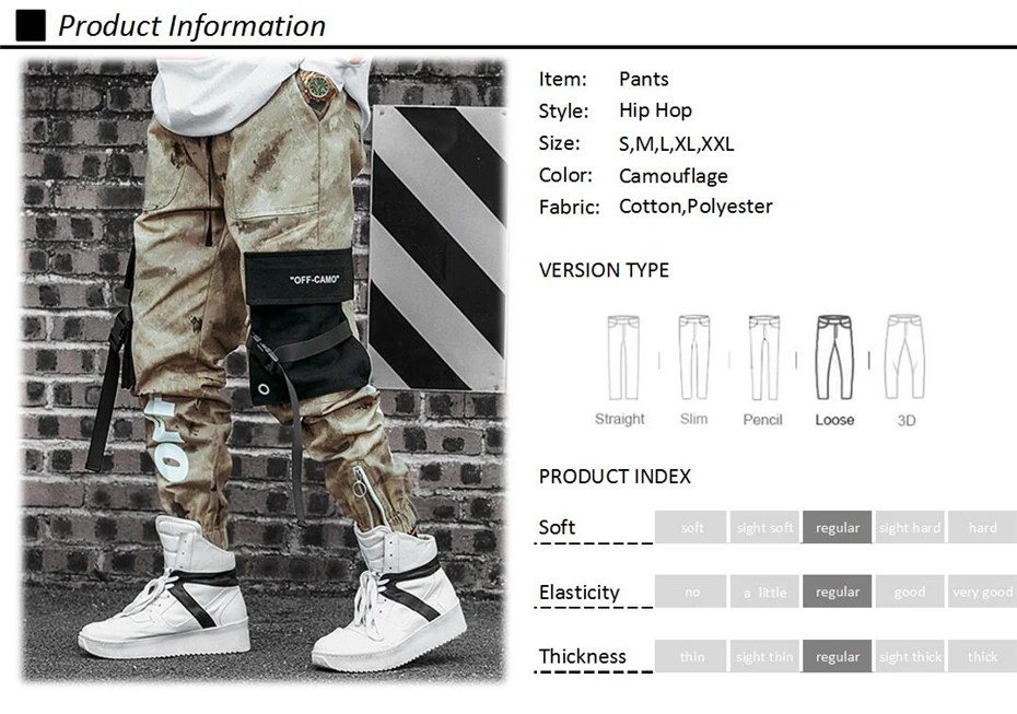 Hip Hip Streetwear Men's Camouflage Joggers Pants Men Ribbons Cotton Cargo Pant Trousers Elastic Waist Harem Pant Men