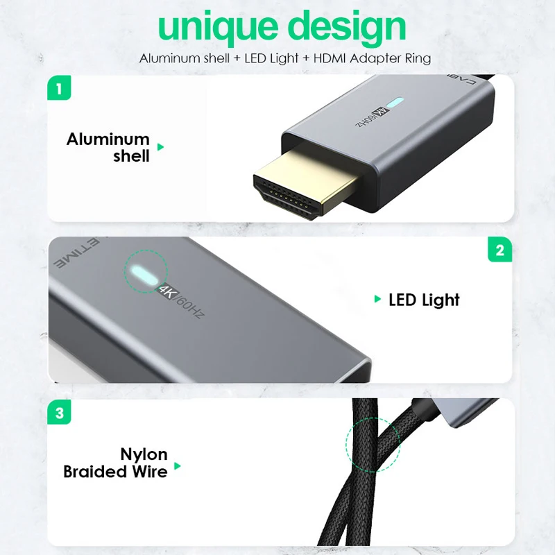 Cabletime-mini dp para Cabo Hdmi Thunderbolt Displayport 4k 60hz Conversor de Alumínio para Superfície Pro6 Dell Xps C324 - Image 6