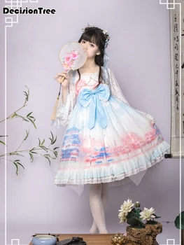 

2020 lolita princess loli printing kawaii girl chinese elements bowknot ruffle college style vintage gothic sweet lolita dres