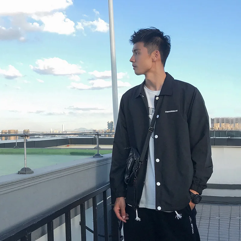 

American Leisure Coach Jacket Men's 2019 New Style Autumn Loose-Fit Sports Jackets Students Couples Thin Tops Fashion