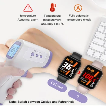 

New F25 Body Temperature Detection Smart Bracelet Large Screen Watch Immunity Measurement Blood Pressure Blood Oxygen Heart Rate
