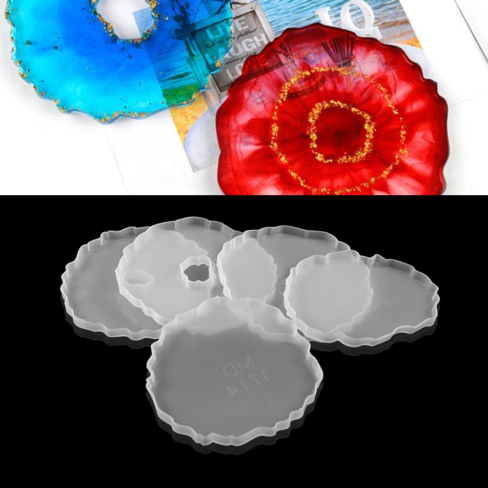 

DIY Glass Coaster Resin Epoxy Mold Tea Coaster Resin Molds Silicone Wine Glass Coasters Epoxy Mould For Family Gathering Party