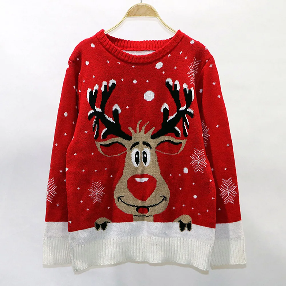 Seluxu Autumn Winter Women Sweater Long Sleeve Round Neck Sweater Christmas Clothes Santa Claus Print Christmas Sweater Pullover
