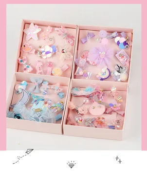 

2019 10Pcs/Box Shiny Baby Girl Hair Clips Hair Accessories Set Kid Children Hairpins Princess Crown Bows Headwear Barrettes