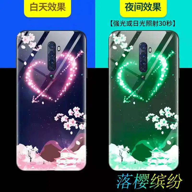 Светящийся закаленный чехол для OPPO Reno 2 чехол 6," стекло со свечением задняя крышка для OPPO Reno2 Reno 2 чехол силиконовый чехол - Цвет: X