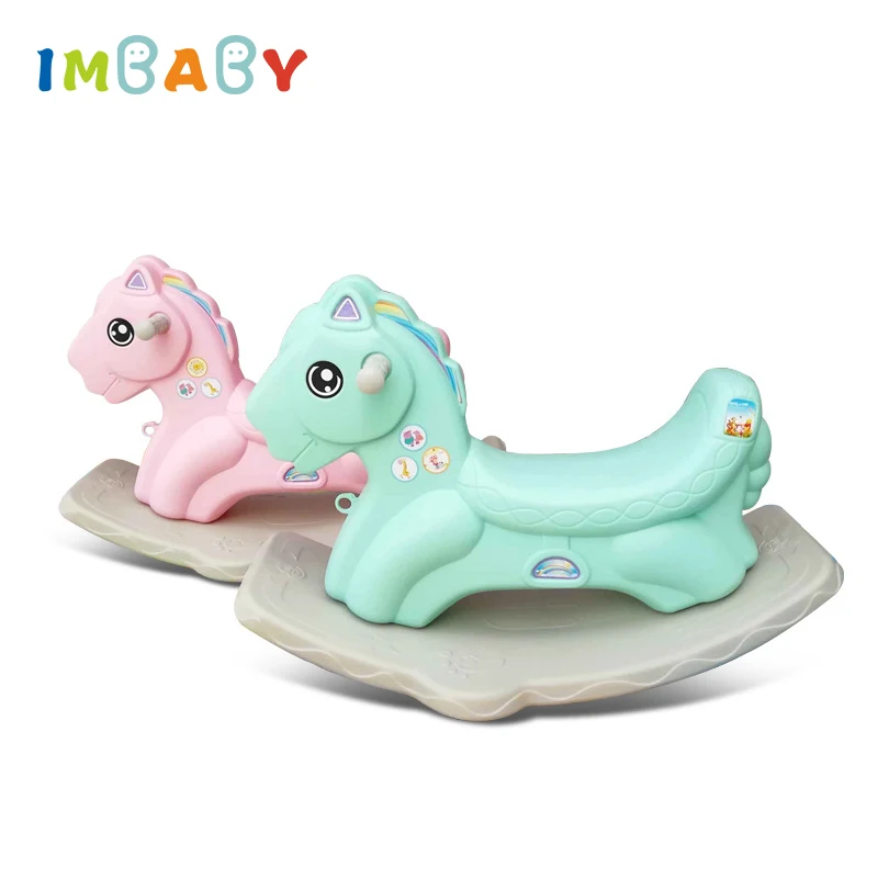 

IMBABY Children's Trojan Rocking Horse Kids Pulley Chair Multifunctional Safety Toys With Music Babys Boys Girls Beautiful Gifts