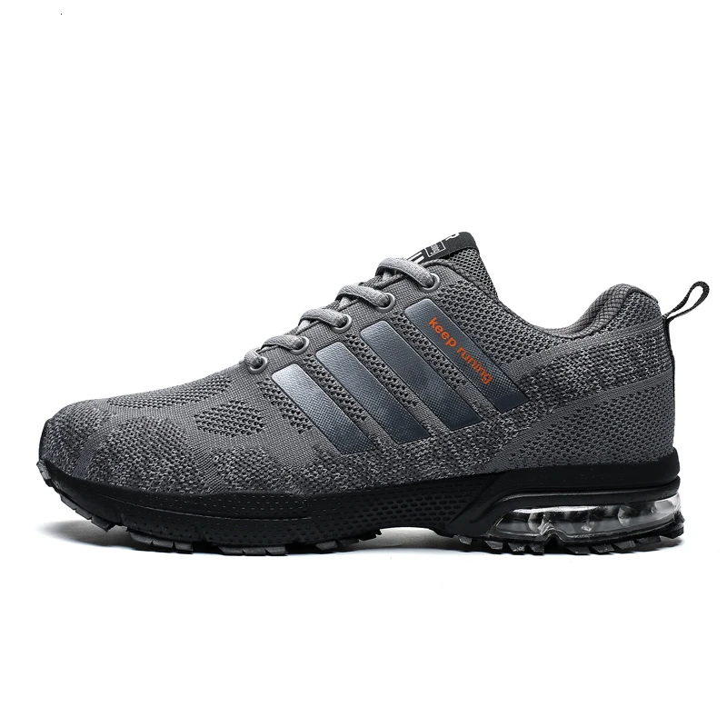 grey sneakers man Спортивная обувь мужские кроссовки с дышащей сеткой, амортизирующие, уличный светильник, Нескользящие, на шнуровке, для тренажерного зала, для ходьбы, бега, на плоской подошве, большой размер 47 - Цвет: grey sneakers man