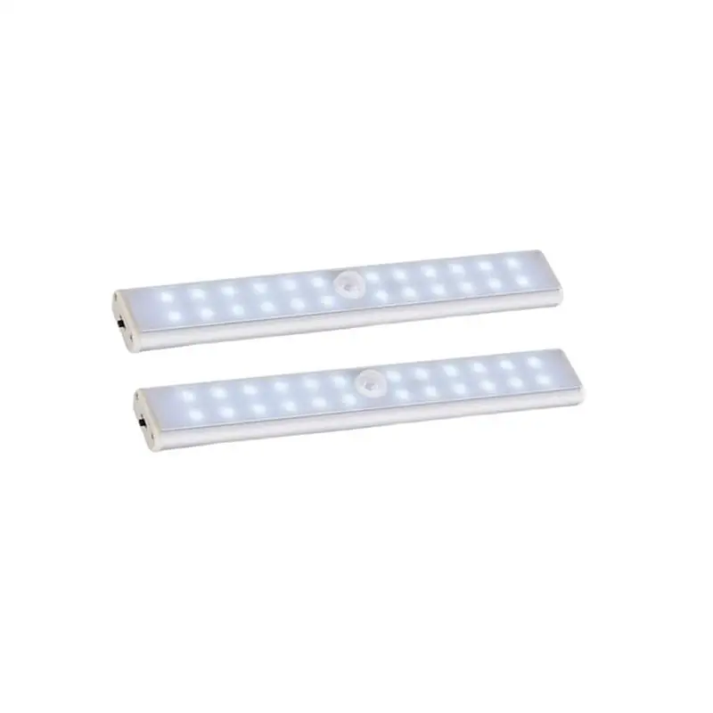 2PCS White light 24LED USB Rechargeable White Light Human Body Induction Cabinet Light Infrared Induction Wardrobe Light Energy Saving Lamp - Цвет: 2PCS White light