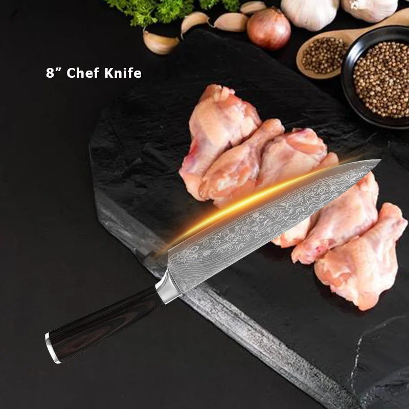 XYJ набор кухонных ножей из нержавеющей стали 6 шт. 3," 5" " 8" Фруктовый нож Santoku для нарезки шеф-повара инструменты для приготовления пищи аксессуары