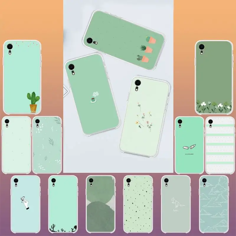 Простой небольшой свежий мятно зеленый чехол YNDFCNB для телефона iPhone X XS MAX 11 pro max 6 6s 7