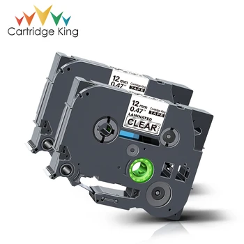 

2 PCS TZe-131 Compatible for Brother P-touch Printer Label Tape TZ Tze-131 12mm Black on Clear Laminated Ribbons
