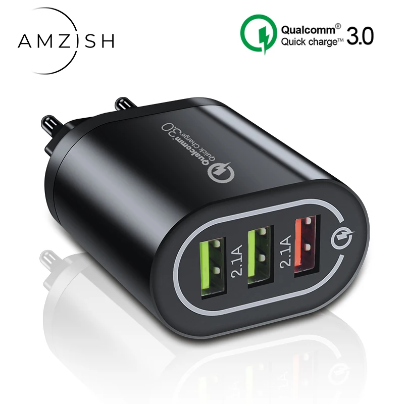 Amzish QC 3 0 Универсальное зарядное устройство USB для быстрой зарядки iPhone X XS Max XR 8 Plus