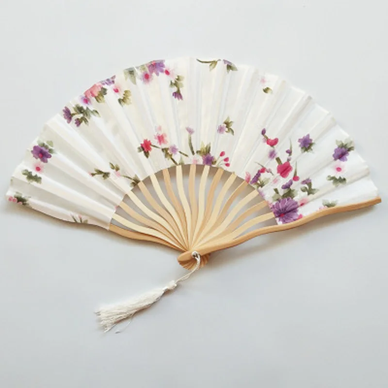 Веер ручной с узором складной Ручной из шелка и бамбука для церкви свадьбы крутым