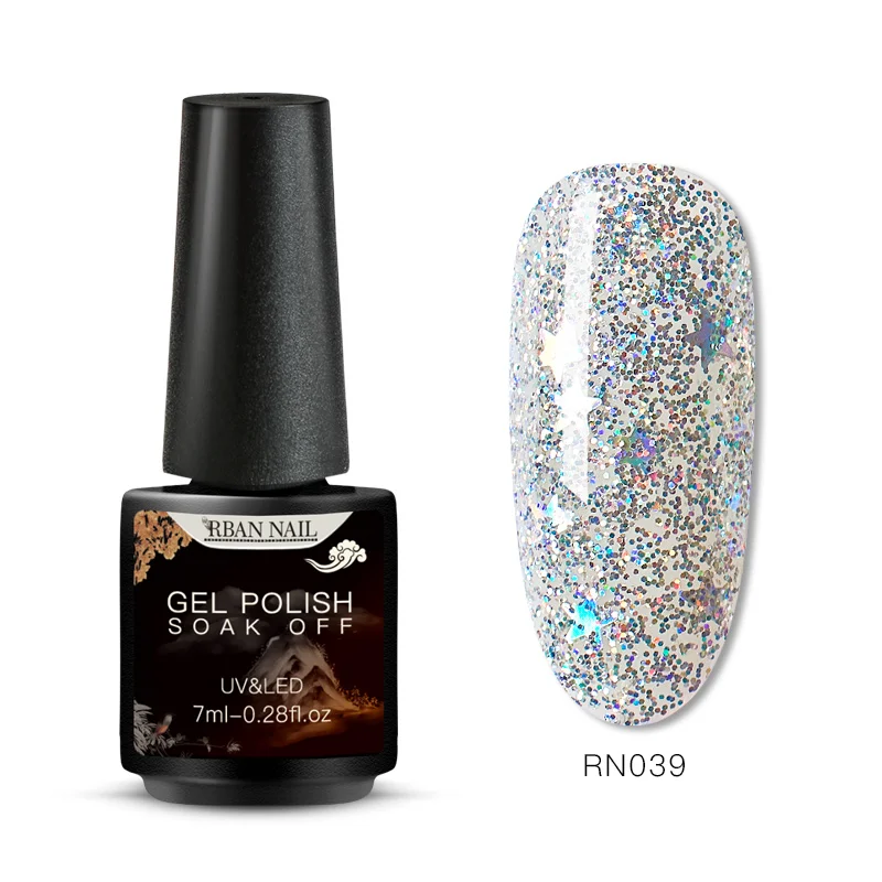 RBAN NAIL 7 мл УФ-гель для ногтей голографический блеск розовый цвет серия Soak Off Гель-лак для нейл-арта лак маникюр дизайн - Цвет: EES05662