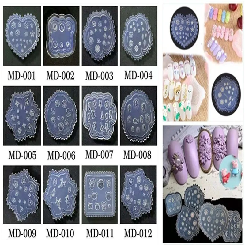 3D Carving Silicone Mold Nail Stamping Camellia/Shell/Bow Tie/Star Pattern DIY UV Gel Acrylic Crystal Nails Template MD 39 Style | Красота и