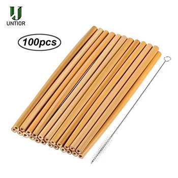 

UNTIOR 50PCS/100PCS Bamboo Straw Reusable Straw Organic Natural Bamboo Drinking Straws for Bar Party Accessories Wholesale