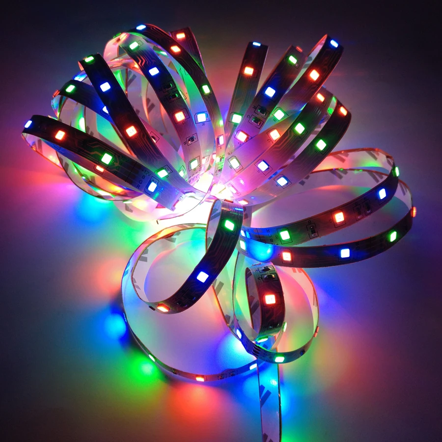 RGB Светодиодная лента светильник SMD 2835 5 м Водонепроницаемая RGB лента 12В лента Диодная Светодиодная лента s светильник Гибкая полоса лампа ИК wifi контроллер