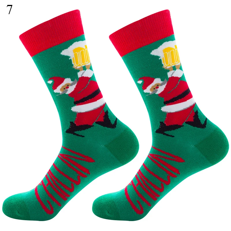Модный принт, носки с рождественским рисунком, Прямая новогоднее; Рождественское дерево с изображением снежного лося подарок теплые носки Женская и мужская обувь; зимние носки, подарок на Рождество